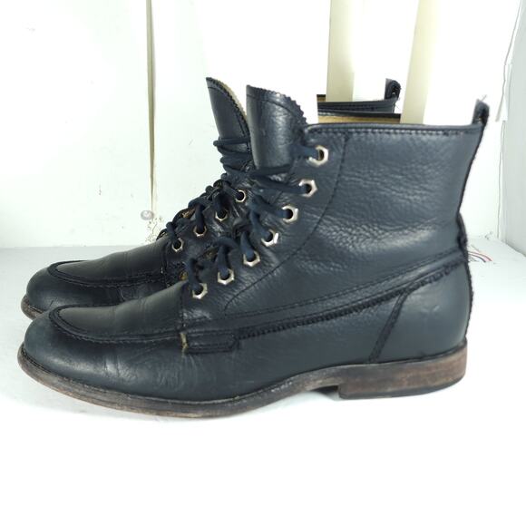 Frye women’s Phillip US 7,5 B Black leather Lace-Up Ankle Combat Boots booties - Picture 2 of 16